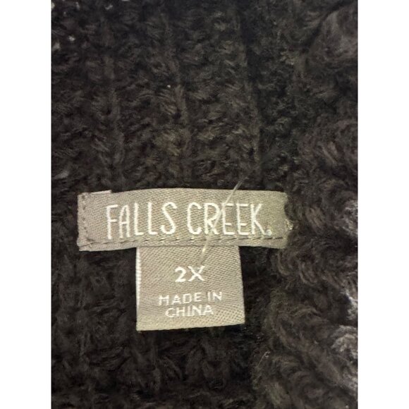 Falls Creek Sweater Women's 2X Chunky Knit Turtleneck Black Warm Winter Pullover - Picture 9 of 16